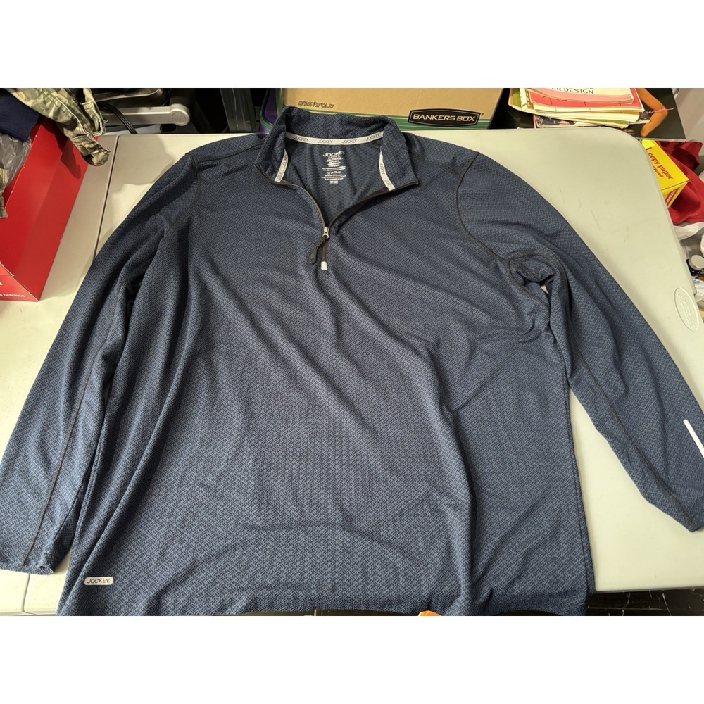 JOCKEY Men's Gray Active Pullover 1/4 Zip Long Sleeve - Size XXL